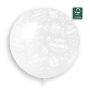 Ballons latex, joyeux anniversaire, 80 cm, transparent