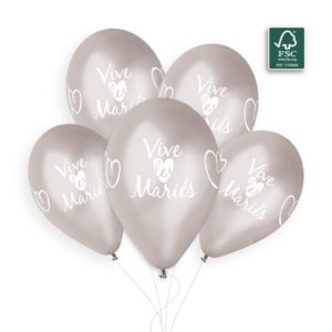 Ballons latex, vive les mariés, argent