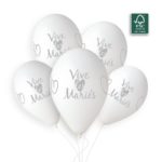 Ballons latex, vive les mariés, blanc