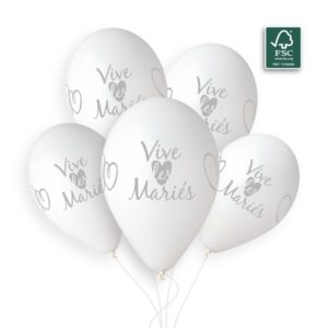 Ballons latex, vive les mariés, blanc