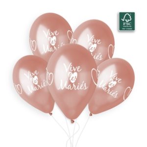 Ballons latex, vive les mariés, rose gold