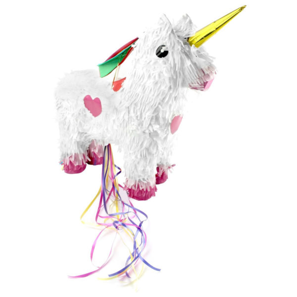 Anniversaire, pinatas, licorne blanche