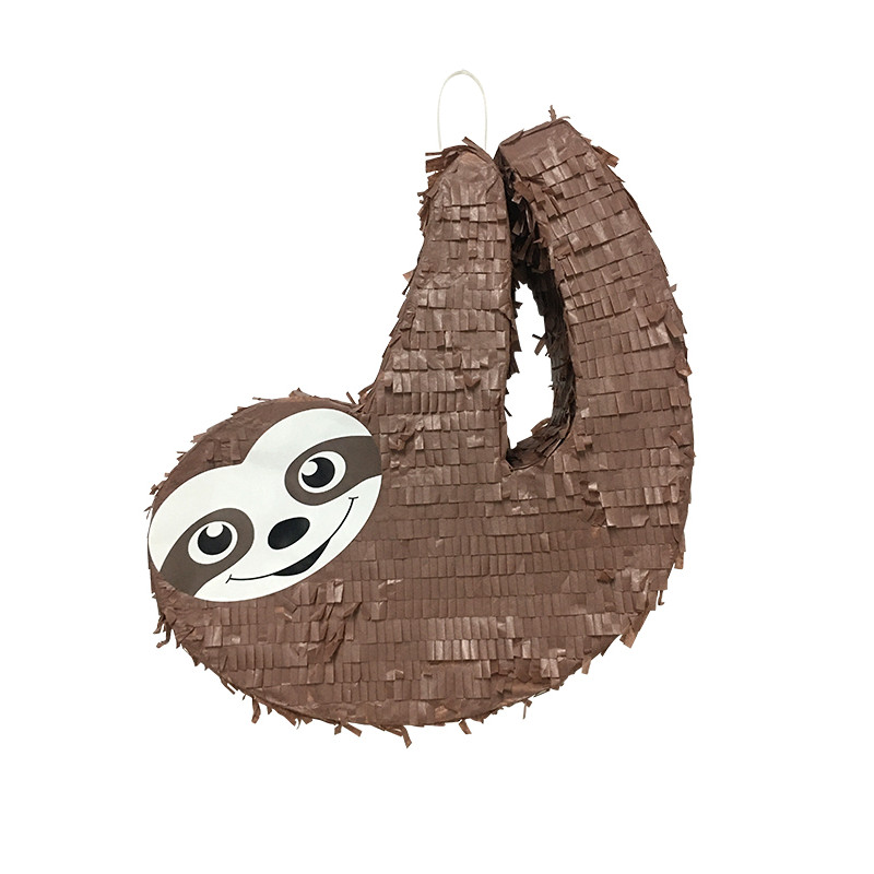 Jeu Anniversaire Enfant Avec Bâton Masque Piñata Paresseux Marron à Suspendre - Avec Bâton Et Masque Inclus, à Remplir De Bonbons Ou Confettis