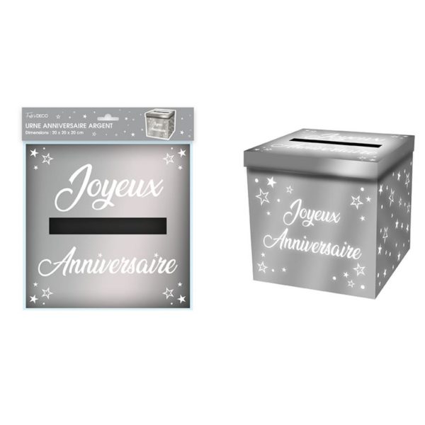 Anniversaire adulte, tirelire, argenté