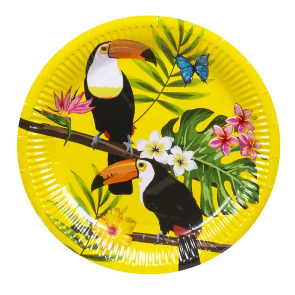 Anniversaire adulte, toucan, assiettes