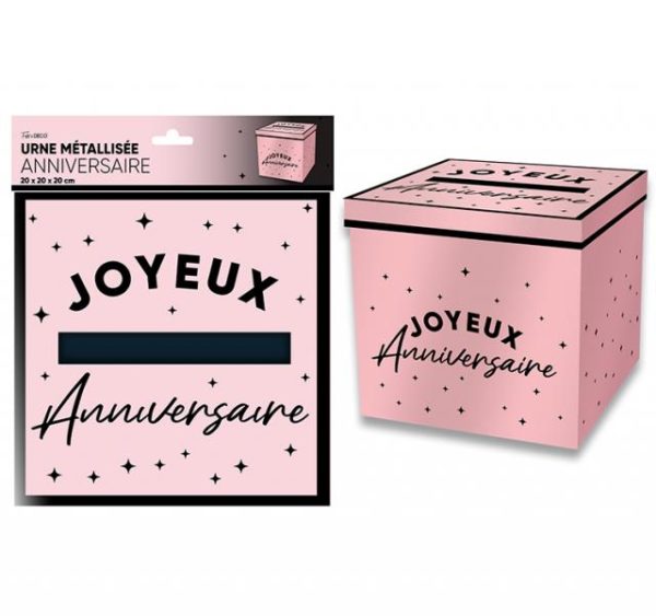 ARTICLES DE FETE-ANNIVERSAIRE-ANNIVERSAIRE ROSE-URNE ANNIVERSAIRE