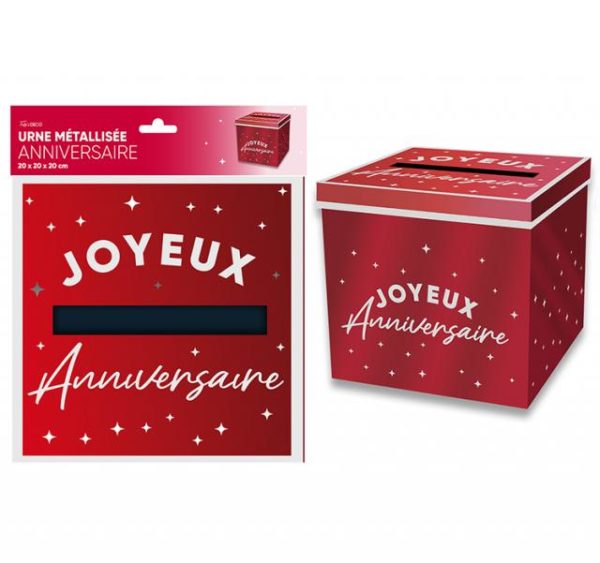 ARTICLES DE FETE-ANNIVERSAIRE-ANNIVERSAIRE ROUGE-URNE ANNIVERSAIRE