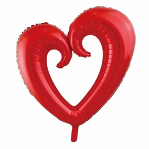 Ballons aluminium, cœur, rouge