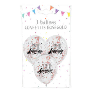 Ballons et hélium, ballons confettis, joyeux anniversaire, rose gold