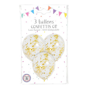 Ballons et hélium, ballons confettis, or