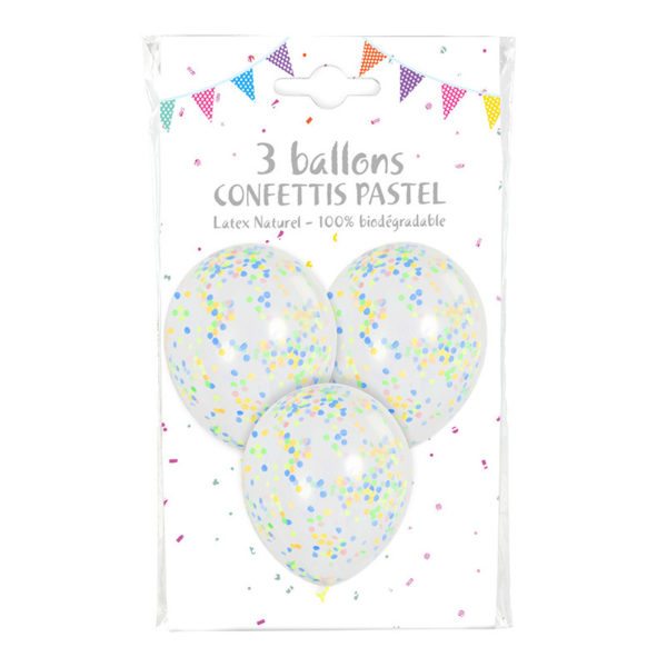 Ballons et hélium, ballons confettis, pastel