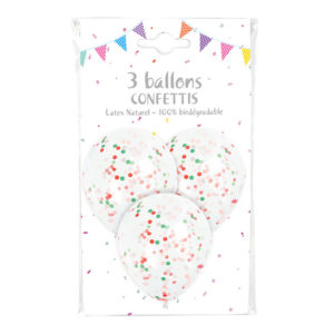 Ballons et hélium, ballons confettis, rouge et vert