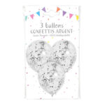 Ballons latex, confettis, argent