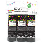 Décoration de salle, canons à confettis, 11 cm, fluo