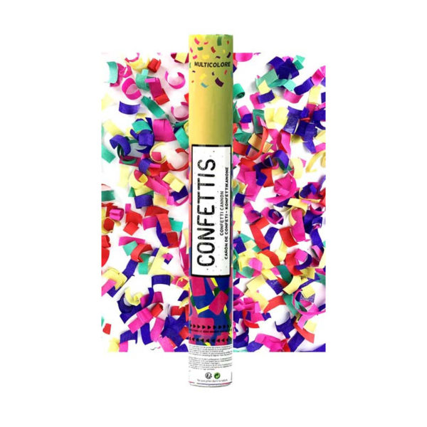 Décoration de salle, canons à confettis, 40 cm, multi