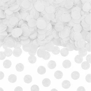 Décoration de table, confettis, blanc