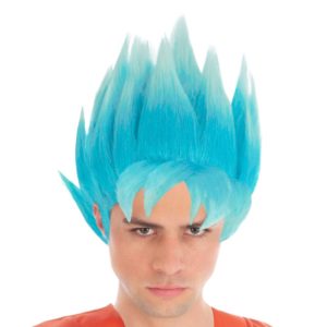 Accessoires de fêtes, perruques, goku saiyan, bleu