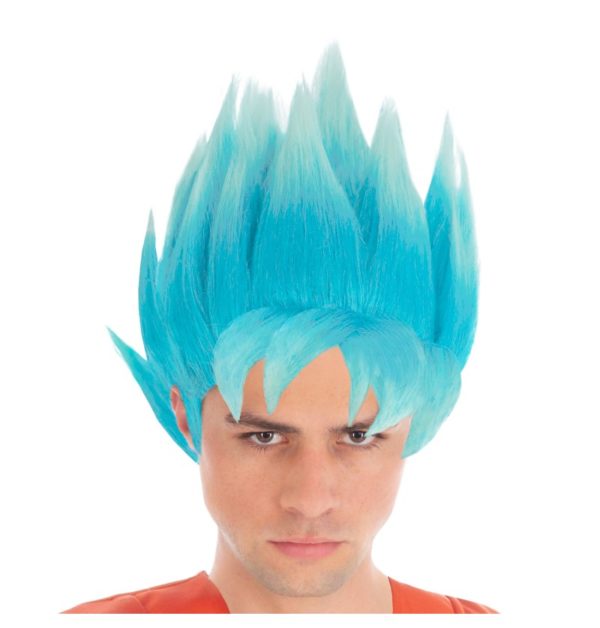 Accessoires de fêtes, perruques, goku saiyan, bleu