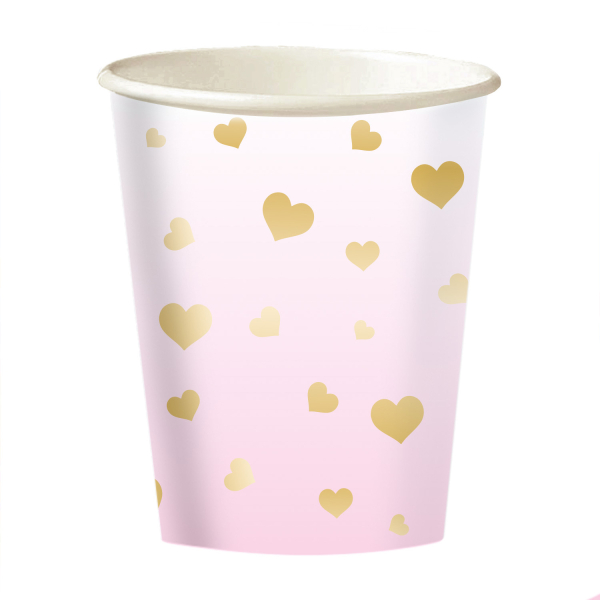 Anniversaire enfant, 1er anniversaire, gobelets, rose
