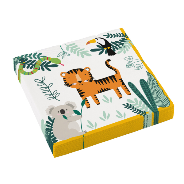 Anniversaire enfant, animaux de la jungle, serviettes