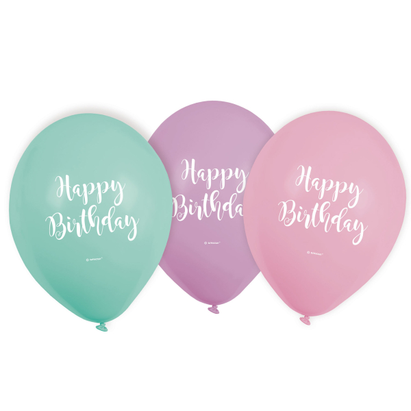 Ballons latex, happy birthday, pastel