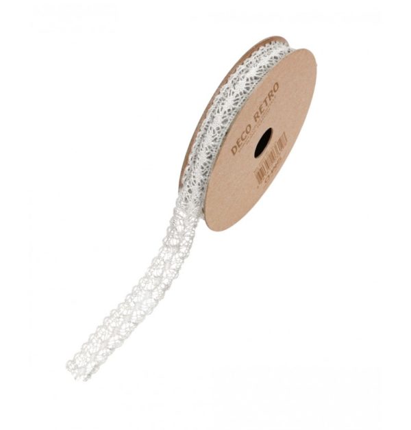 Décoration, ruban, dentelle, blanc, 2 m, 1 cm