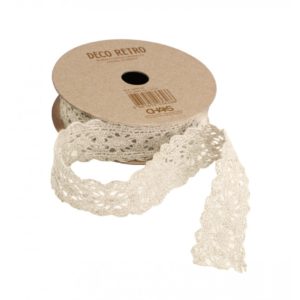 Décoration, ruban, dentelle, ivoire, 2 mètres