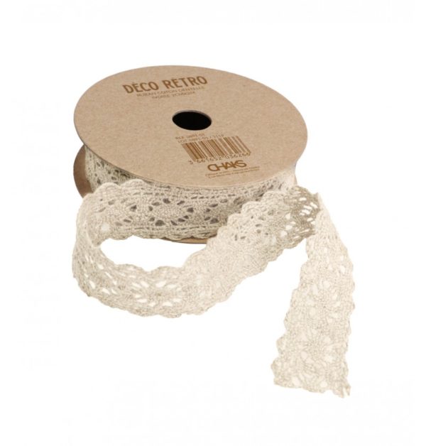 Décoration, ruban, dentelle, ivoire, 2 mètres