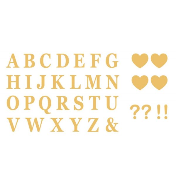 Décoration de salle, lettres adhésives, or, symbole
