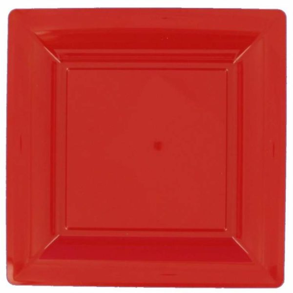 Décoration de table, assiettes, réutilisables, rouge