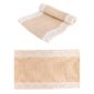 Décoration de table, chemin de table, jute, dentelle, blanche