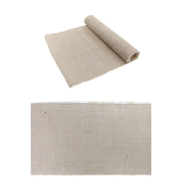 Décoration de table, chemin de table, jute, maille
