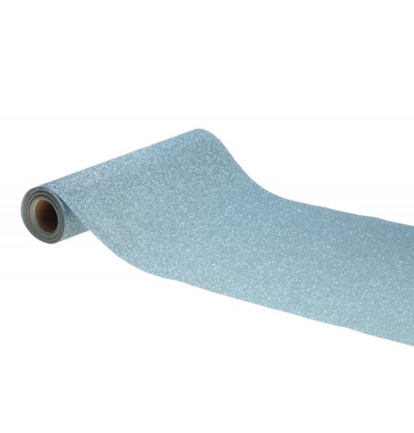 Décoration de table, chemin de table, paillettes, bleu glacier