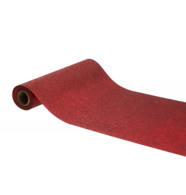 Décoration de table, chemin de table, paillettes, rouge