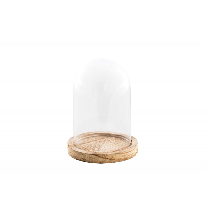 Be Home - Plateau à fromage Rond Bois de Manguier avec Cloche en Verre