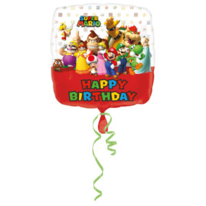 Anniversaire enfant, super mario, ballons, aluminium