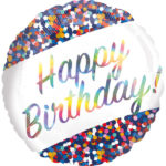 Ballons et hélium, ballon aluminium, Anniversaire, confettis irise