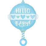 Occasions spéciales, baby shower, hello baby, hochet, bleu