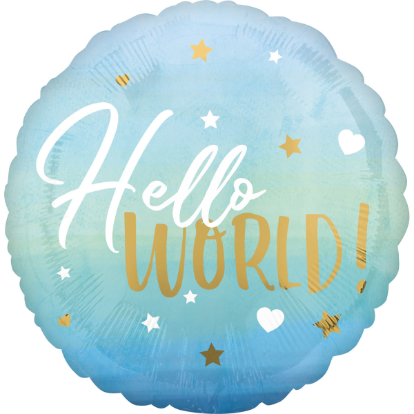 Occasions spéciales, baby shower, hello world, bleu