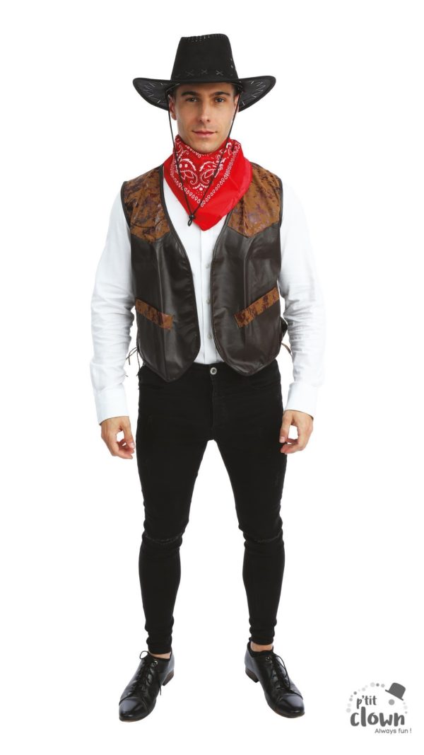 AACESSOIRES DE FETE-GILET SANS MANCHE-GILET DE COW BOY-ACCESSOIRES COW BOY