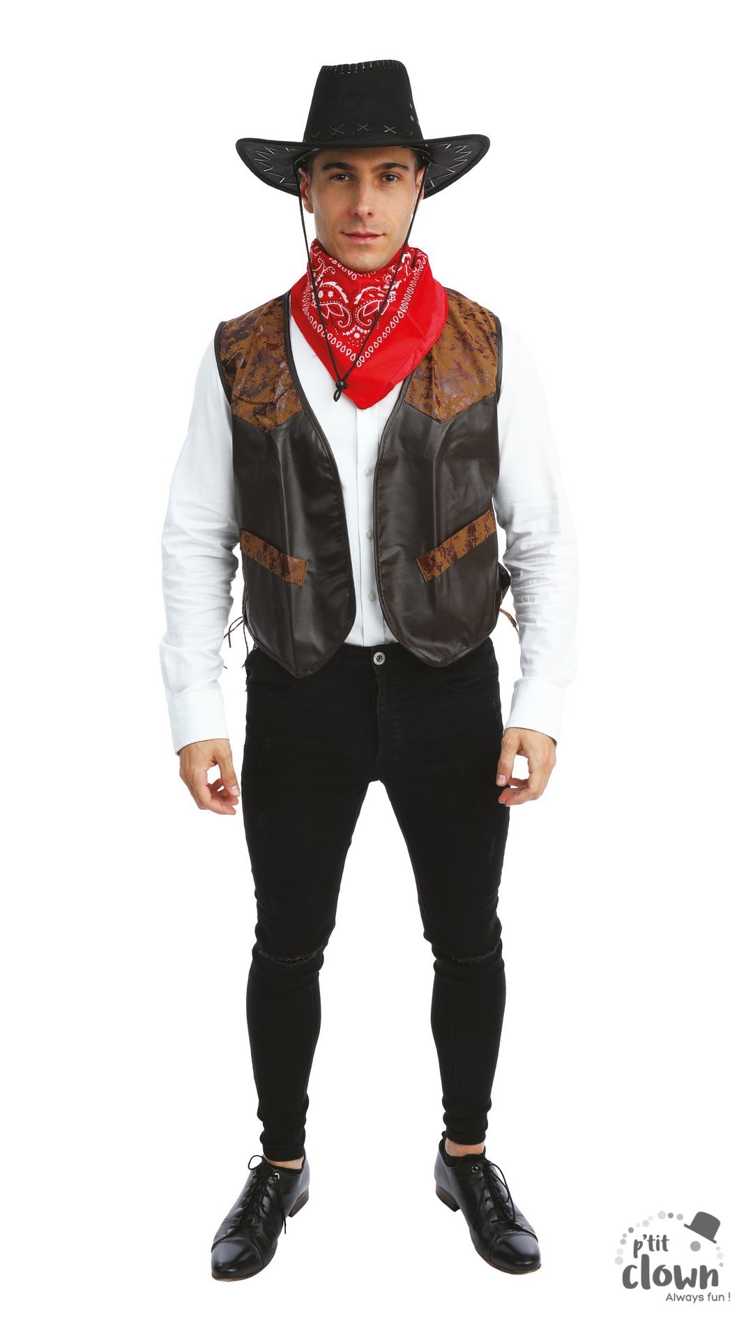 Gilet de cowboy en cuir suédé marron des années