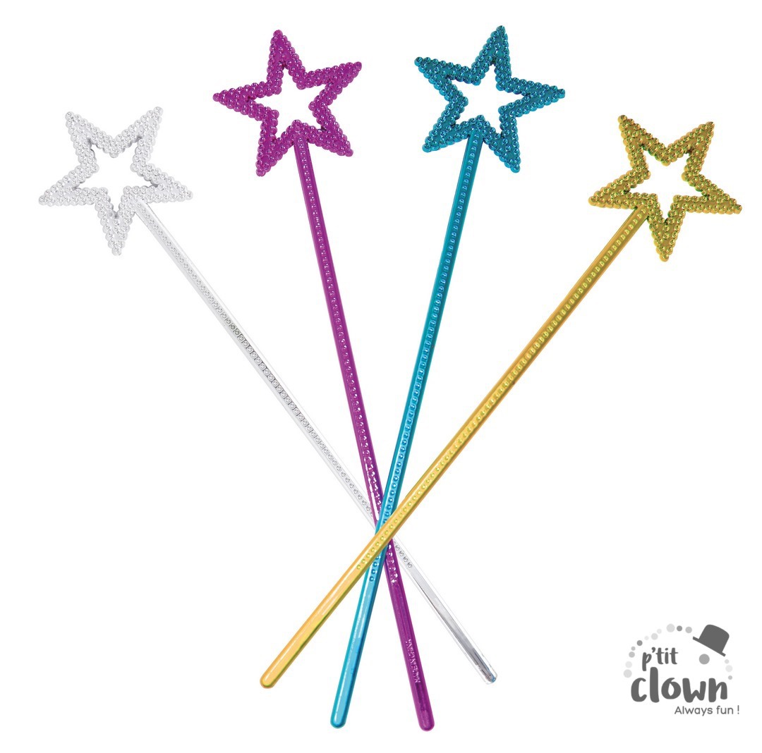 Baguette Magique Étoile à Paillettes Pour Enfants - Accessoire Cosplay Princesse/Fée, Plusieurs Couleurs (9x35 Cm)