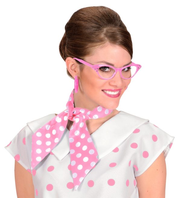 ACCESSOIRES DE FETE-ACCESSOIRES FOULARD-FOULARD ROSE A POIS BLANC