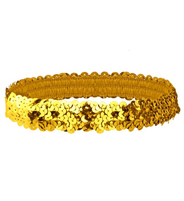 ACCESSOIRES DE FETE-BANDEAU-BANDEAU A SEQUINS-BANDEAU CHARLESTON OR -ANNEES 20