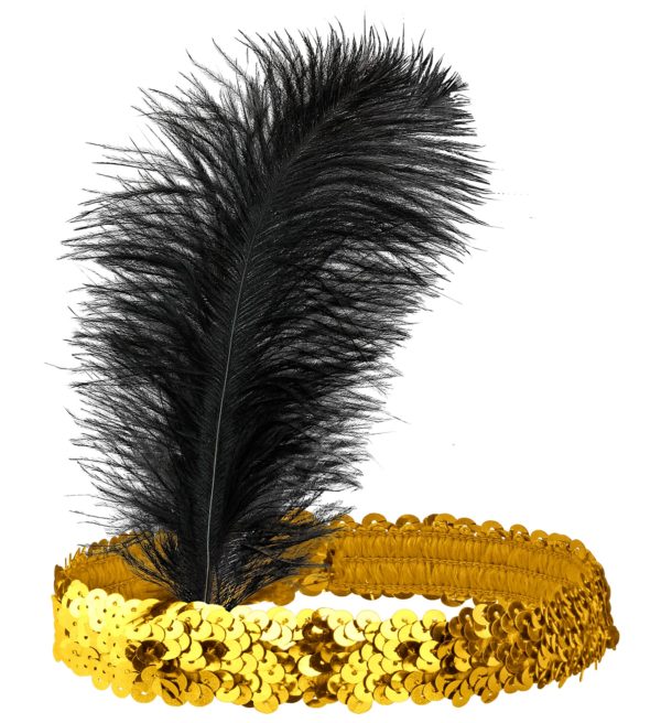 ACCESSOIRES DE FETE-BANDEAUX-BANDEAU A SEQUINS-BANDEAU ANNEES 20-BANDEAU CHARLETON-BANDEAU OR