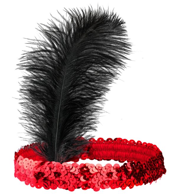 ACCESSOIRES DE FETE-BANDEAUX-BANDEAU A SEQUINS-BANDEAU ANNEES 20-BANDEAU CHARLETON-BANDEAU ROUGE