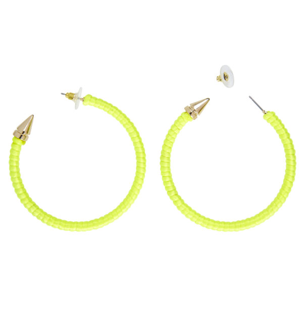 ACCESSOIRES DE FETE-BIJOUX-BOUCLES D OREILLES FLUO-BOUCLES D OREILLES JAUNE FLUO-ACCESSOIRES FLUO