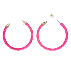 ACCESSOIRES DE FETE-BIJOUX-BOUCLES D OREILLES FLUO-BOUCLES D OREILLES ROSE FLUO-ACCESSOIRES FLUO