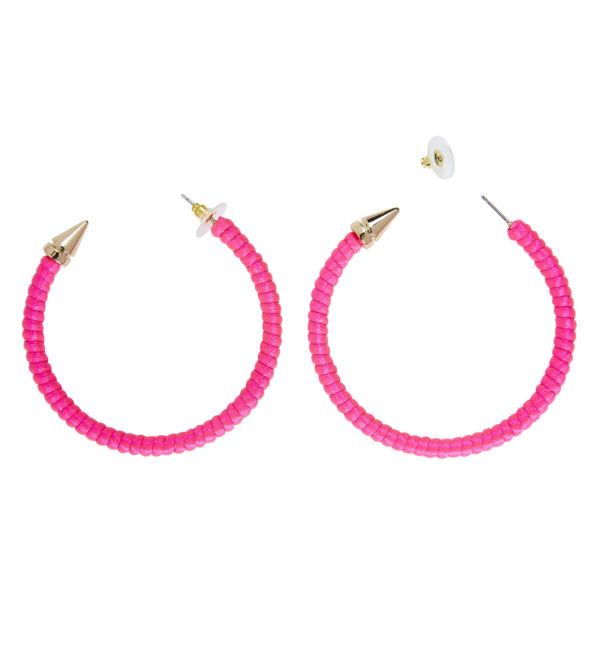 ACCESSOIRES DE FETE-BIJOUX-BOUCLES D OREILLES FLUO-BOUCLES D OREILLES ROSE FLUO-ACCESSOIRES FLUO