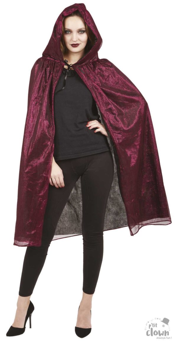 ACCESSOIRES DE FETE-CAPE-CAPE A CAPUCHE-CAPE ROSE BRILLANT